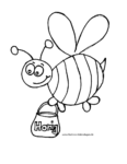 Ausmalbild Biene mit Honigtopf