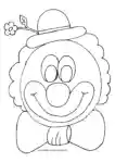 Ausmalbild Bunter Clown mit Blume am Hut und Fliege