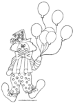 Ausmalbild Bunter Clown mit Luftballons