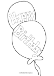 Ausmalbild Happy Birthday Luftballons