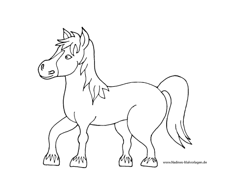 Ausmalbild Pferd mit Mähne