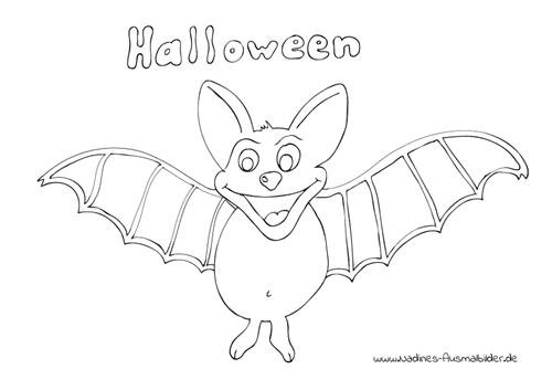 Ausmalbild Halloween Fledermaus - Gratis Malvorlagen