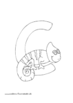 Ausmalbild Tieralphabet ABC Buchstabe C mit Chameleon
