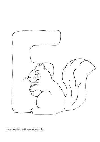 Tieralphabet ABC Buchstabe E mit freudigem Eichhörnchen
