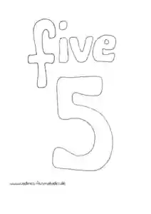 Ausmalbild Zahl 5 Five Englisch