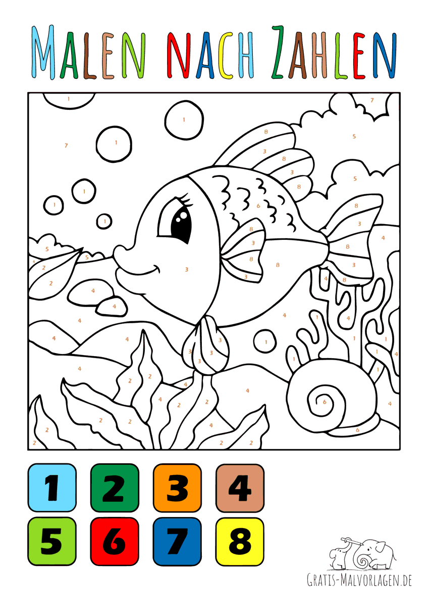 Ausmalbild Baby Fisch - Malen nach Zahlen