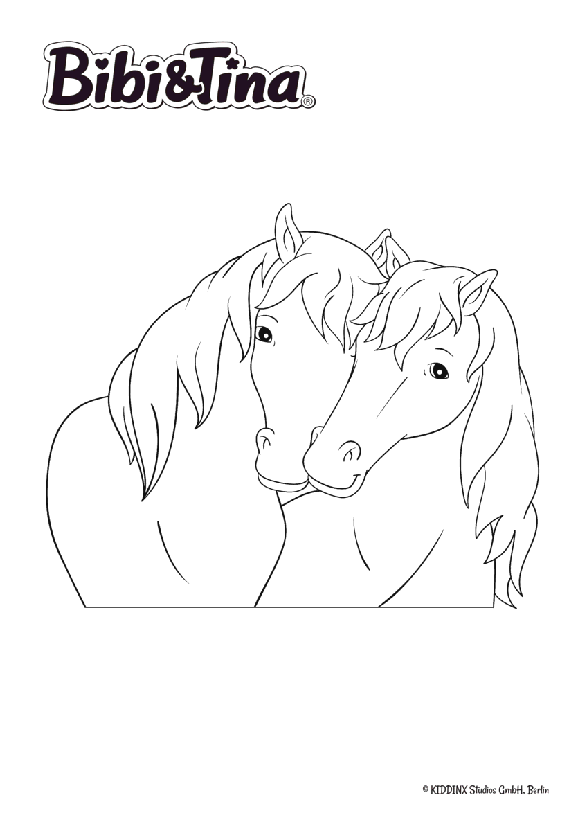 Ausmalbild Bibi & Tina - Pferde Amadeus und Sabrina