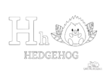 Ausmalbild Buchstabe H steht für Hedgehog (Englisch)