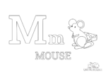 Ausmalbild Buchstabe M steht für Mouse (Englisch)