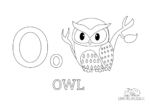 Ausmalbild Buchstabe O steht für Owl (Englisch)