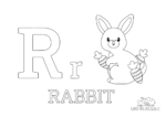 Ausmalbild Buchstabe R steht für Rabbit (Englisch)