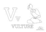 Ausmalbild Buchstabe V steht für Vulture (Englisch)