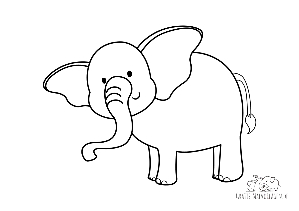 Ausmalbild Fröhlicher Elefant