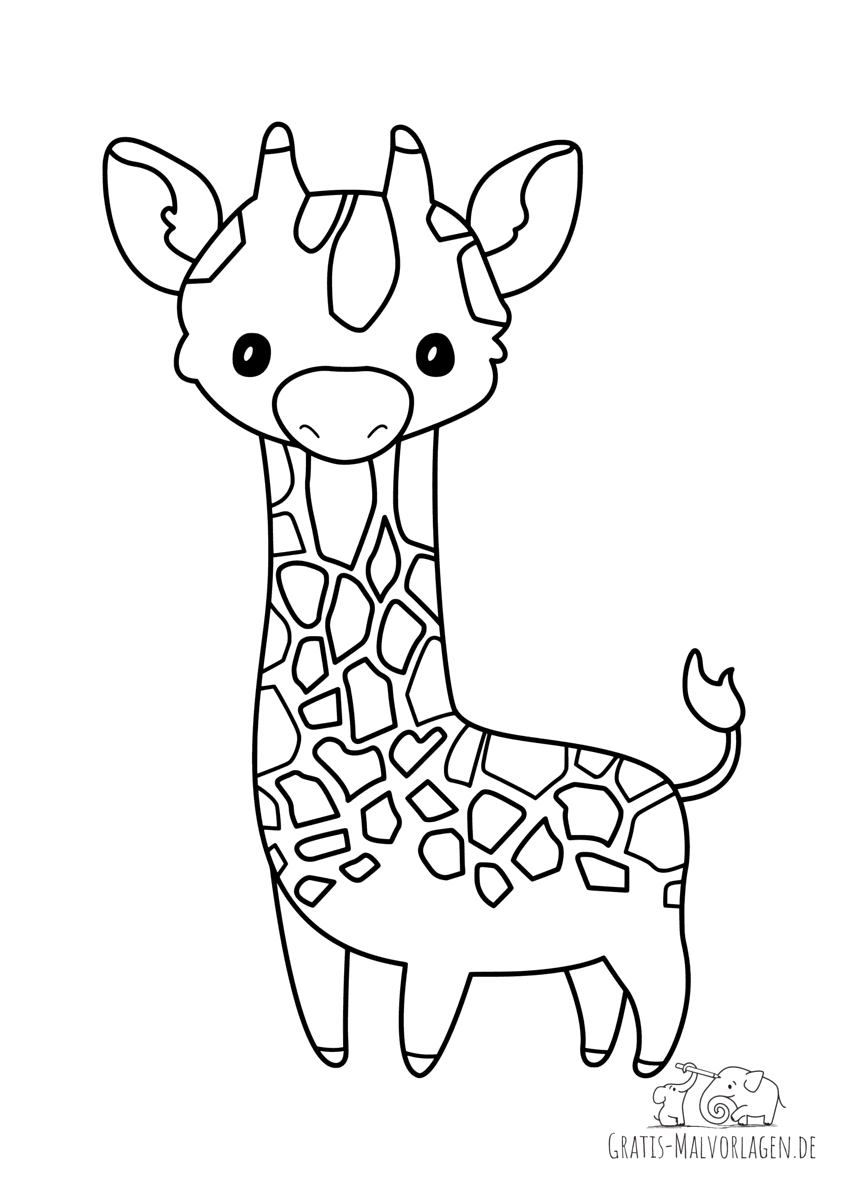 Ausmalbild Giraffe mit kurzen Füßen