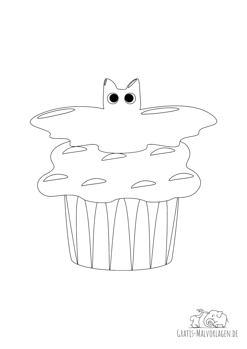 Ausmalbild Halloween Muffin