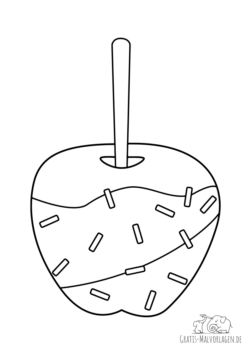 Ausmalbild Igel mit Wurm im Apfel   Gratis Malvorlagen