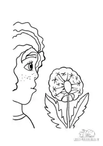 Ausmalbild Mädchen mit Pusteblume