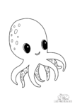Ausmalbild Oktopus mit großem Kopf