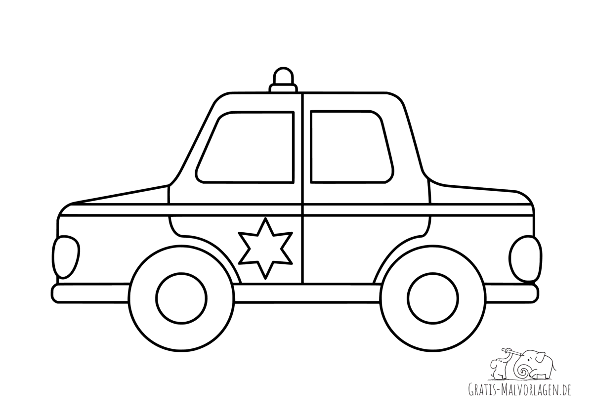 Ausmalbild Polizeiauto mit Stern