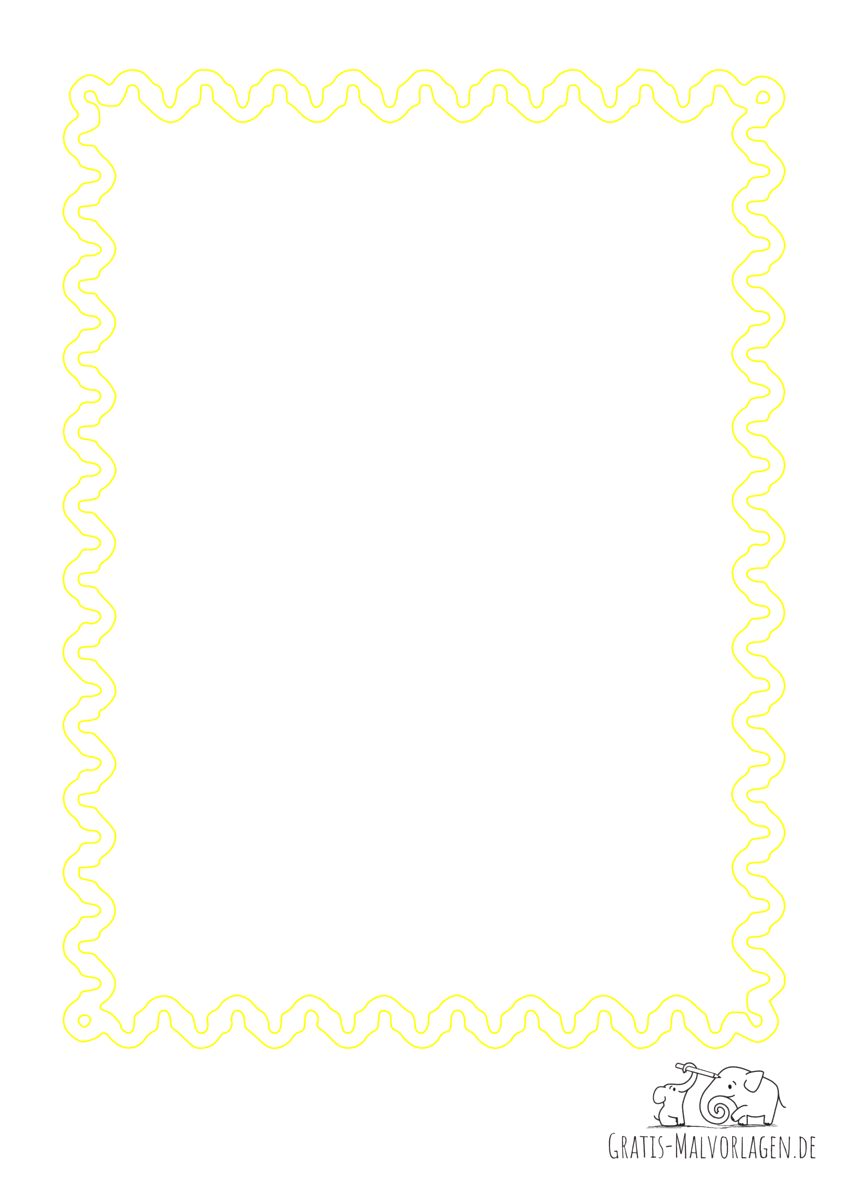 Ausmalbild Rahmen Schlangenlinien gelb