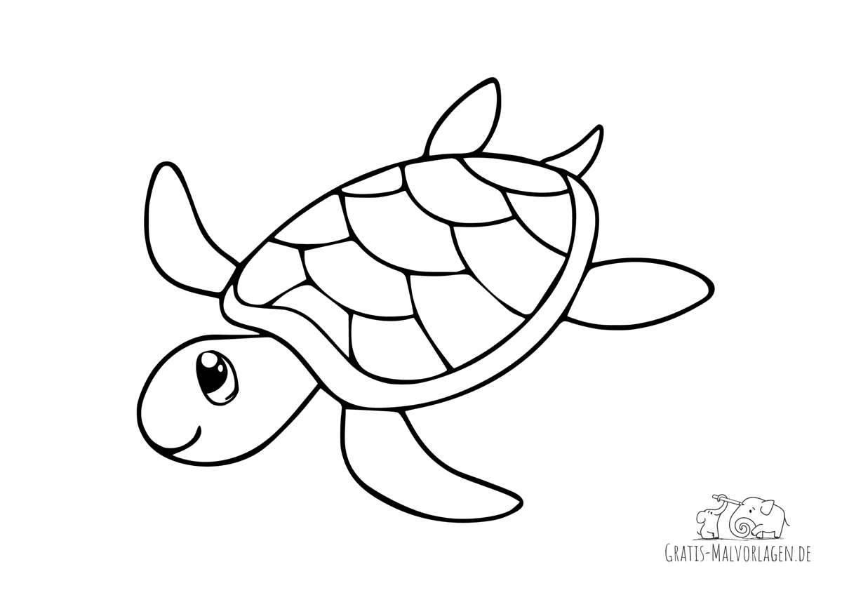Ausmalbild Schwimmende Schildkröte - Gratis Malvorlagen