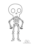 Ausmalbild Skelett mit Schädel