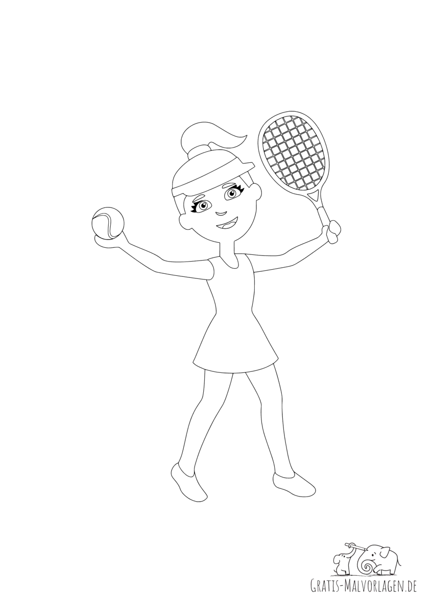 Ausmalbild Tennisspielerin