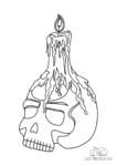 Ausmalbild Totenkopf mit Kerze