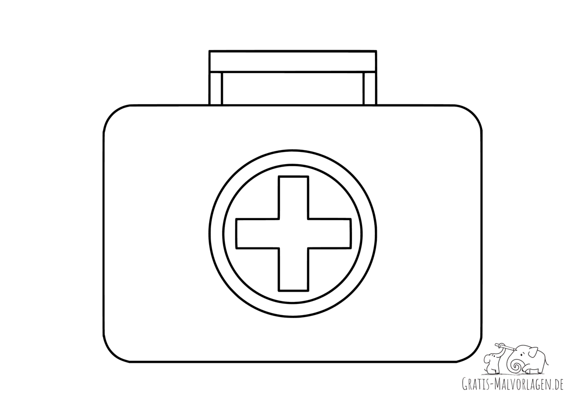 Ausmalbild Verbandkasten - Erste-Hilfe-Koffer