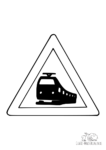 Ausmalbild Verkehrszeichen Achtung Zug