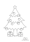 Ausmalbild Weihnachtsbaum mit Geschenken
