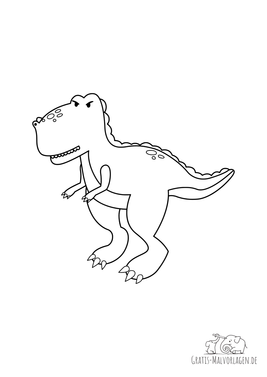 Ausmalbild Wütender Dinosaur